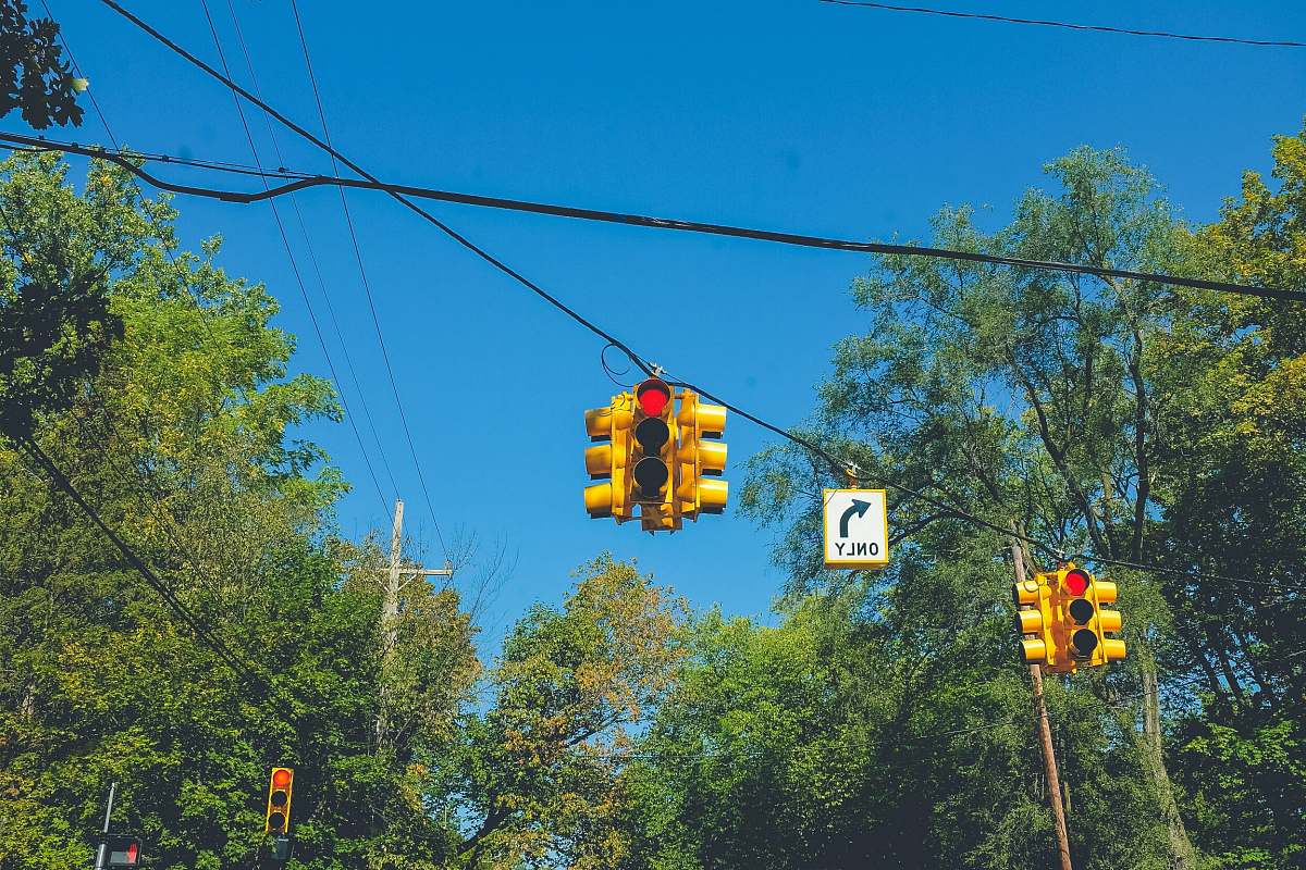 light traffic light with red light on ann arbor